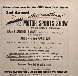 2nd International Motor Sports Show Grand Central Palace Vintage Print Ad 1953 - Imagen 1 de 4