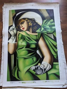 TAMARA DE LEMPICKA interest 24"x36" ARTIST HAND PAINTED OIL PAINTING ON CANVAS  - Picture 1 of 9