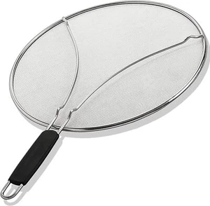 15 Inch Stainless Steel Frying Pan Splatter Guard Oil Splash Shield - Picture 1 of 9
