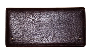 Vintage GENIA VALENTINO Dark Brown Leather 3.5 X 7 Slim Wallet - Picture 1 of 8