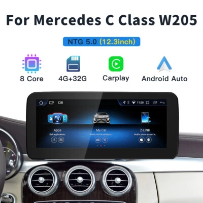 12.3'' Car Android GPS DSP Navi HeadUnit For Mercedes Benz C-Class W205 CarPlay - Image 1 of 4