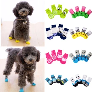 4X Anti-Slip-Set-Hunde Welpenpfoten Hunde Pfoten Aufhören Die Schutzsocken ψ - Bild 1 von 20