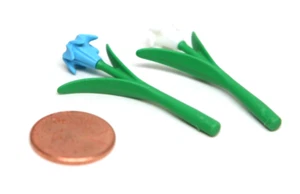 Playmobil Miniature Dollhouse Flower Shop Market Long Stem Blue White Lily 2 Pc - Picture 1 of 1