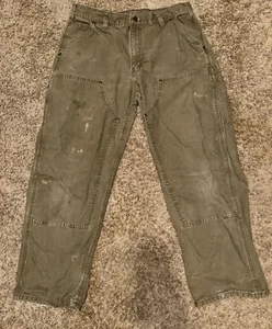 Pantalones de Trabajo Carhartt B195LBR 34x30 Doble Rodilla Carpintero Algodón Marrón Claro De Colección - Imagen 1 de 8