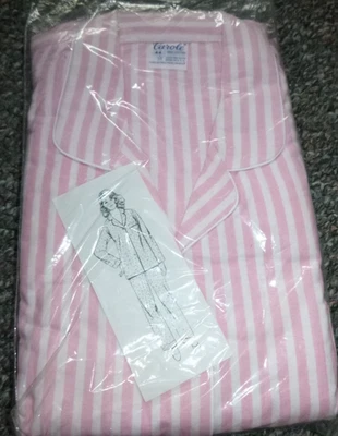 Nuevo con etiquetas Pijama de franela 100 % algodón Carole rayas rosas talla XL/XXL sin existencias Foto 1 de 4