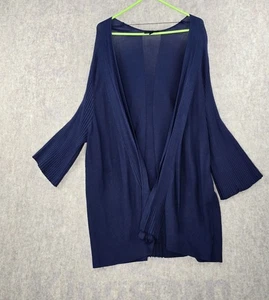 Lane Bryant Womens Navy Open Cardigan 26/28 Rayon Nylon Fabric Flared Sleeves - Picture 1 of 8