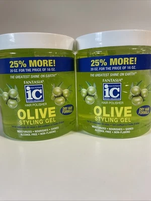 Fantasia IC Pulidor de Cabello Oliva Gel de Peinado para Cabello Seco, 20 OZ - Paquete de 2 Foto 1 de 3
