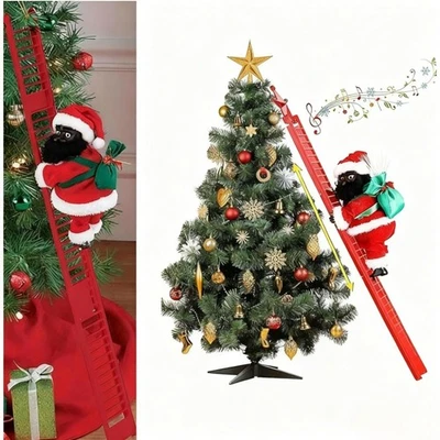 Muñeca de Papá Noel de Escalada Eléctrica Música Árbol de Navidad Adorno Decoración Regalo de Navidad Foto 1 de 4