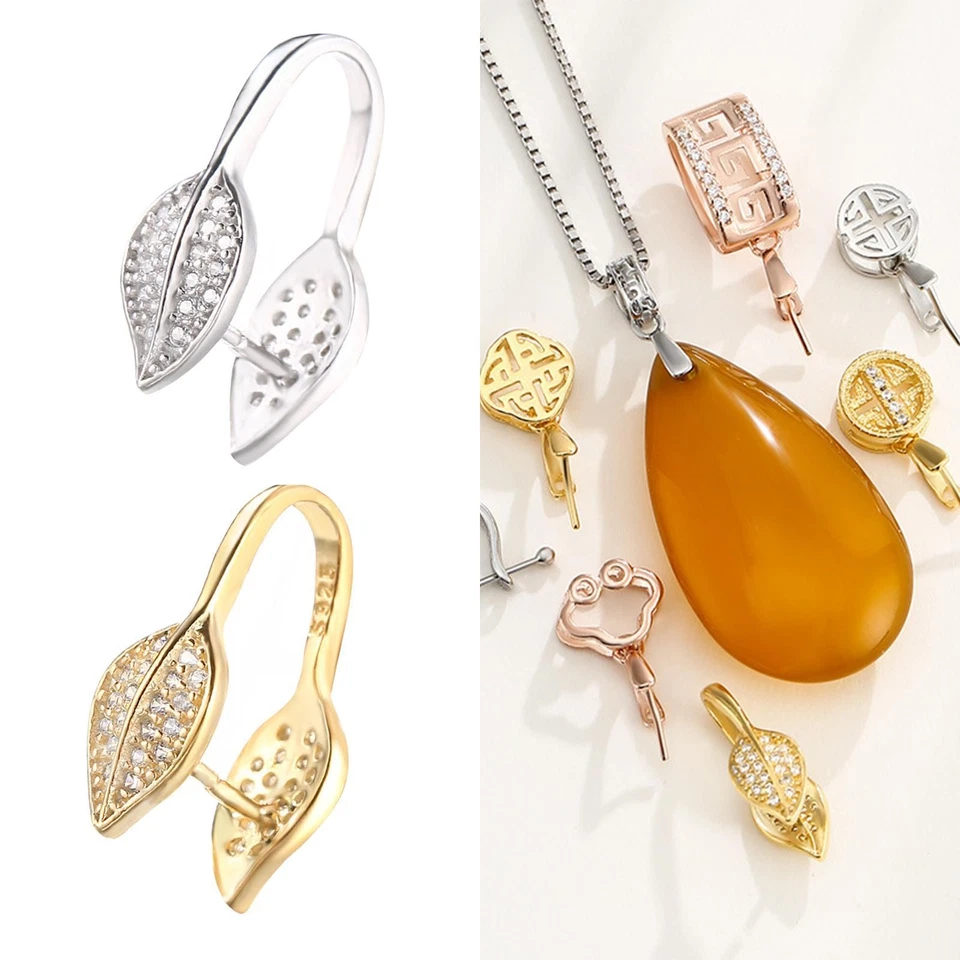 Solido argento Sterling Pinch Clip Bail Ciondolo FAI DA TE Chiusura Ciondolo - Immagine 1 di 1