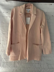 Magaschoni Longline Open Front Thick Wool Blend Cardigan Light Pink NWT Large - Picture 1 of 10