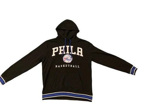 UNK Phila 76ERS NBA Heavyweight Stitched Hoody Size S Black Embroidered Logo Cover