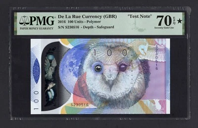 De La Rue (GBR), 100 Units, 2016,Safeguard "Test Note-Polymer",UNC Grade 70 Star - Image 1 of 2