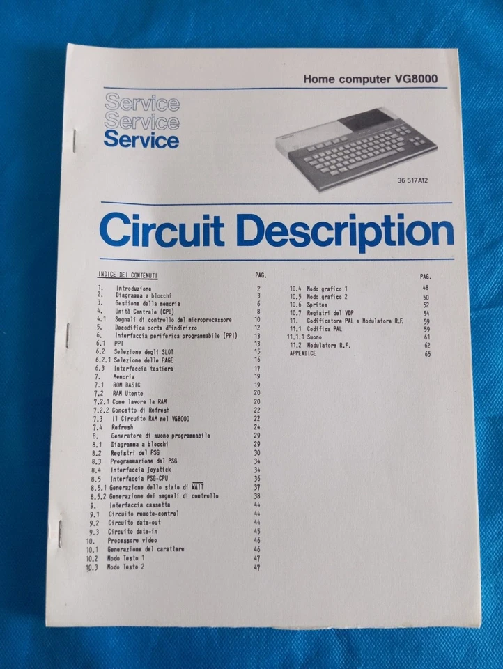 MSX Vintage Retro HOME COMPUTER PHILIPS VG8000 Raro Circuit Description ORIGINAL - Immagine 1 di 1