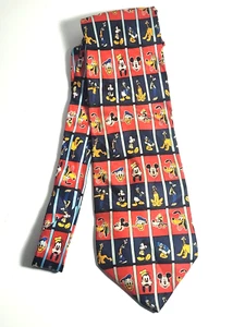 VTG Disney Mickey Mouse Goofy Donald Duck Men's Neck Tie  Silk Atlas Design - Picture 1 of 9