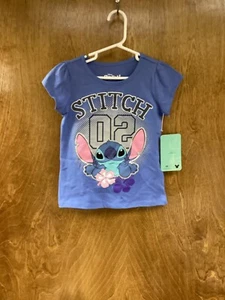 Kids NWT "Disney STITCH" blue very short sleeve Stitch t-shirt Size 5 - Picture 1 of 2