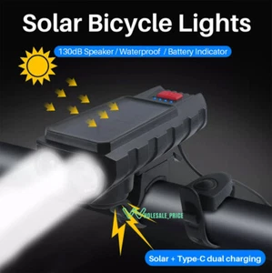 Luces de LED para bicicletas Solar USB recargable impermeable Luz con Bocina - Imagen 1 de 52