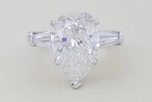 Pear & Baguette Diamond 3-Stone 4.98 ct Platinum Engagement Ring GIA Rtl $135k - Picture 1 of 12