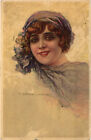 Pc Artist Signed, T. Corbella, Brunette Lady, Vintage Postcard (B48654)