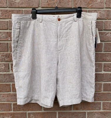 Pantalones Cortos Continentales Tommy Bahama Provenza Rayas 100% Lino Blanco Tostado Para Hombres 42 Nuevos con Etiquetas Foto 1 de 4