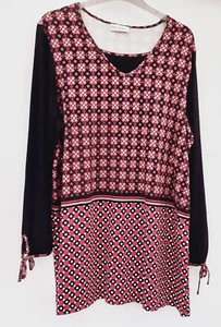 Ulla Popken Tunic Top.Stretchy.Black,cerise,taupe,white.Floral.Spots. UK 20/22. - Picture 1 of 9