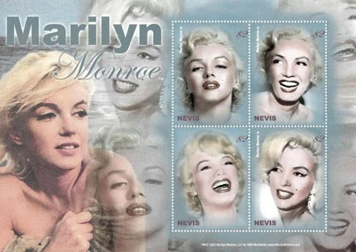 Nevis 2004 - Marilyn Monroe - Hoja de 4 sellos - Scott #1393 - MNH Foto 1 de 1