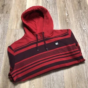 DC Pullover Red Striped Hooded Sweatshirt Hoodie Boy's Size Small - Picture 1 of 7