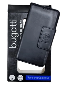 Mobile Phone Book Case Samsung S6 New Bugatti Original Leather With Box Black - Picture 1 of 3
