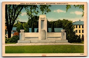 Postcard World War Memorial Southbridge Massachusetts MA UNP - Picture 1 of 2