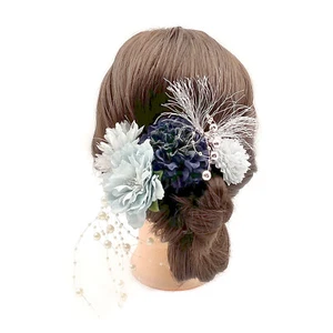 6Pcs Lady Flower Hair Clip Japanese Tsumami Zaiku Bar Mitzvah Hairpin Tassel - Picture 1 of 7