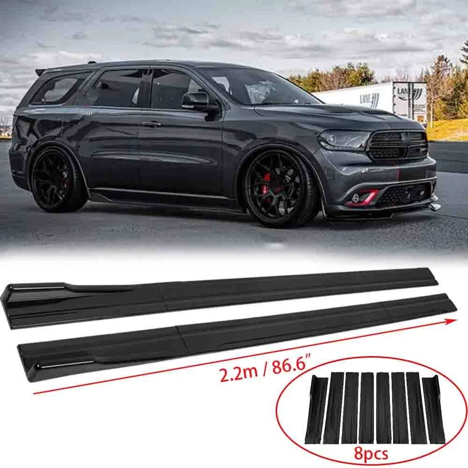 86.6" Glossy Black Side Skirts Extension Rocker Lip For Dodge Durango SXT RT SRT - Image 1 of 4