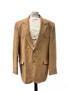 Circle S Dallas Texas Western Wear Tan Suede Look Blazer Sports Coat Men 44R - Picture 1 of 8