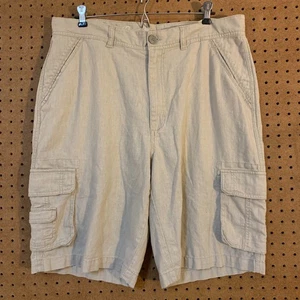 Paradise Collection Khaki Shorts 36 Linen Utility Vacation Summer Preppy Cargo - Picture 1 of 6
