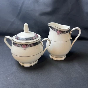 Jarra de crema/crema Noritake Etienne y azucarero cubierto 7260 usada en excelente estado - Imagen 1 de 6