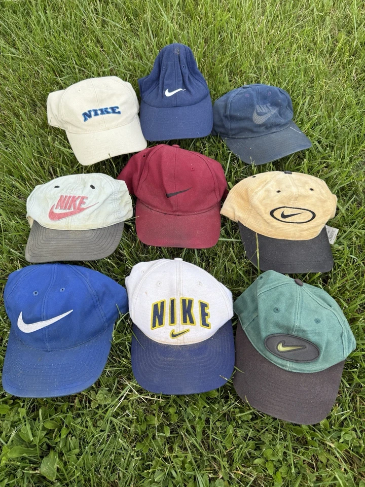 Lote De 9 Sombreros Nike De Colección Correa SnapBack Trasera Ajustados Lana Pana Años 90 EE. UU. Foto 1 de 4