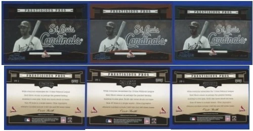 LOTE DE 3 - Ozzie Smith 2005 Prestigious Pros Verde/350 Naranja/500 y Azul/900 Foto 1 de 3