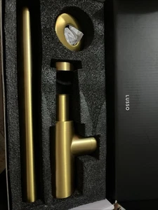 Lusso Waist Pipe & Plug Brushed Gold New sink assembly touch of luxury - Picture 1 of 22