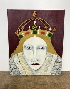 Queen Elizabeth I Original Portrait Painting On Board British Royal Family - Picture 1 of 5