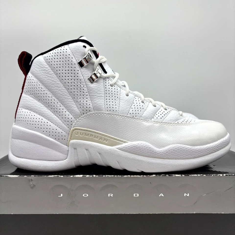 Air Jordan 12 Retro Sol Naciente Cuero Blanco Zapatos Atléticos 8 Para Hombre 130690-163 Foto 1 de 4