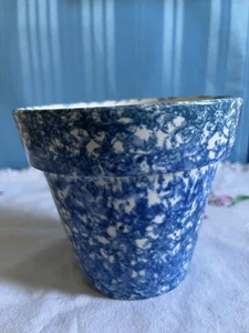Stangl Vintage Flower Pot Town And Country Blue And White Spongeware VERY CLEAN - Picture 1 of 3