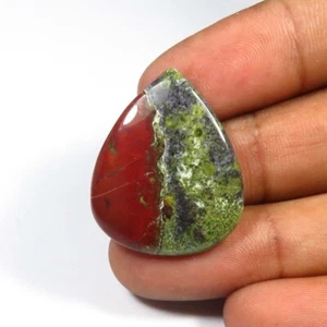 Cavi Verdi Naturali Gemme Sangue Drago di Pera 27x22 mm Diaspro Liscio Lucidato DC-68 - Foto 1 di 9