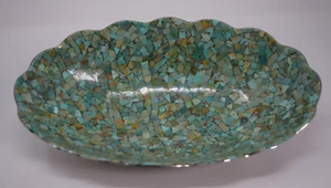 Jay King Green Turquoise Mosaic Scalloped Edge Bowl New - Picture 1 of 4