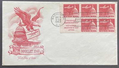 US FDC 1962 BALD EAGLE  #C64B BOOKLET AIRMAIL ARTMASTER CACHET UNADDRessed - Image 1 of 2