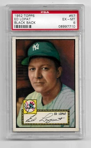 1952 TOPPS BASEBALL CARD #57 ED LOPAT PSA 6 NQ BLACK BACK MLB NEW YORK YANKEES - Picture 1 of 5