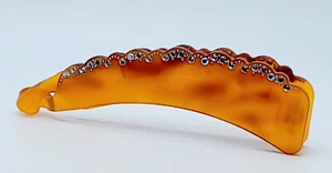 ACCESSORI CAPELLI MARRONI PLASTICA BANANA CLIP PER CAPELLI ARTIGLIO 4,5 IN CRISTALLO LUNGO #2 - Foto 1 di 7