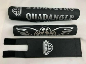 SE QUADANGLE Juego de Almohadillas Marco Manillar Barra Vástago BMX 20" Re Hecho Negro Plata - Imagen 1 de 2