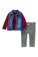 7 FOR ALL MANKIND 12 Mo Girls 3 Piece Set, Long Sleeve/Vest/Pants NWT $89