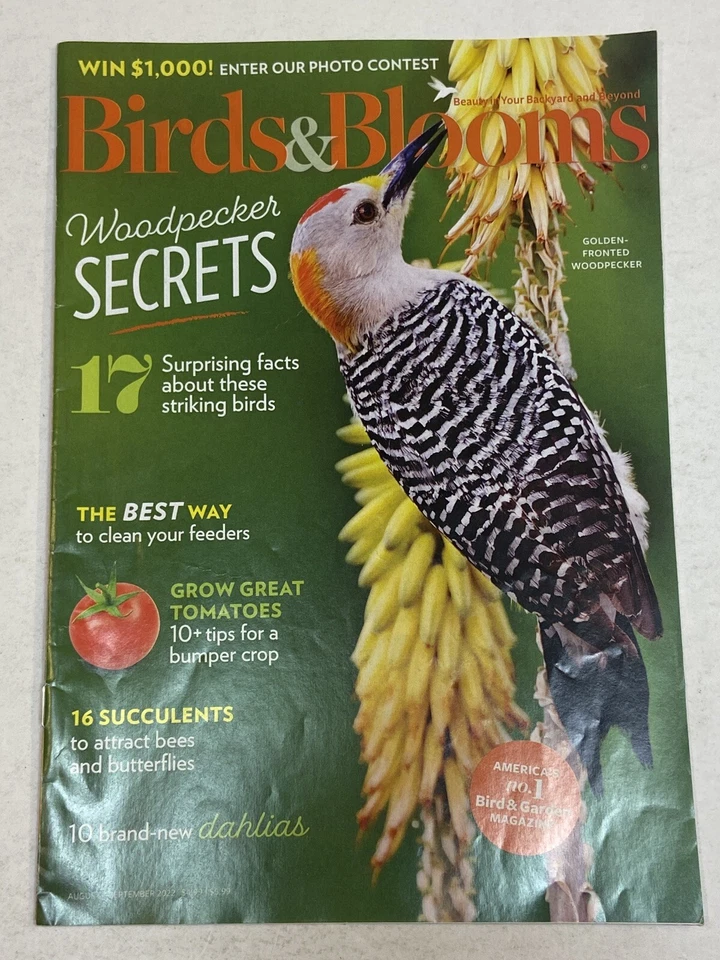 Birds & Blooms Magazine Aug Sep 2022 Golden Fronted Woodpecker Tomatoes Dahlias - Image 1 of 1