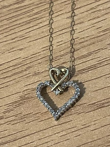 Vintage Hallmarked 9ct Yellow Gold Cable Link Chain & Diamond Heart Pendant - Picture 1 of 10