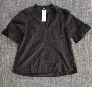 ME+EM Ditsy Flower Embroidery Black Top Cotton Size US 6/UK 10 NWT - Picture 1 of 9
