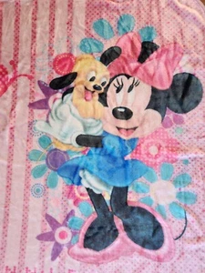 Rarität Vintage 90er Disney Minnie Mouse Baby Pluto Umarmung Decke rosa dick Fleece - Bild 1 von 5